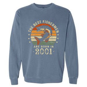 Best Fishermen Are Born In 2001 22nd Birthday Fishing Gifts Garment-Dyed Sweatshirt