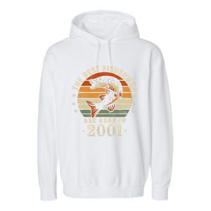 Best Fishermen Are Born In 2001 22nd Birthday Fishing Gifts Garment-Dyed Fleece Hoodie