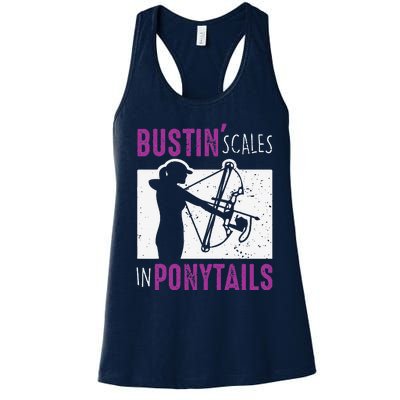 Bow Fish Archery Woman Fishing Girl Women's Racerback Tank