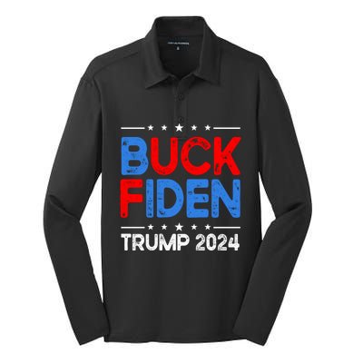 Buck Fiden Anti Biden Funny Impeach Joe Biden Trump 2024 Silk Touch Performance Long Sleeve Polo