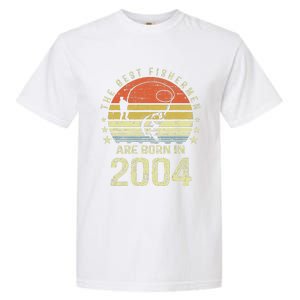 Best Fishermen Are Born In 2004 17th Birthday Fishing Gift Garment-Dyed Heavyweight T-Shirt