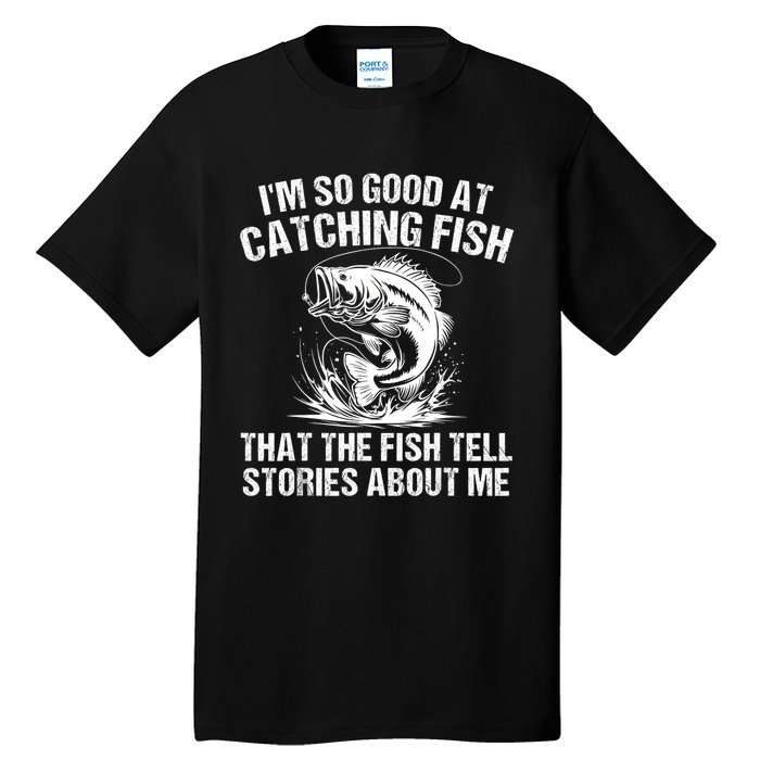 Bass Fishing Angler Funny Fisherman Catching Fish Tall T-Shirt