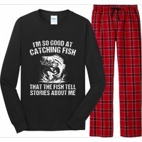 Bass Fishing Angler Funny Fisherman Catching Fish Long Sleeve Pajama Set