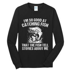 Bass Fishing Angler Funny Fisherman Catching Fish Tall Long Sleeve T-Shirt