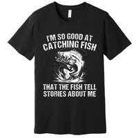 Bass Fishing Angler Funny Fisherman Catching Fish Premium T-Shirt