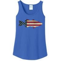 Bass Fishing American Flag Vintage Patriotic Fisherman Gift Ladies Essential Tank