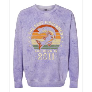 Best Fishermen Are Born In 2011 12th Birthday Fishing Gifts Colorblast Crewneck Sweatshirt