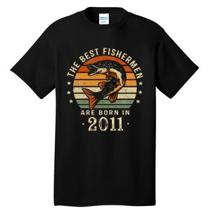 Best Fishermen Are Born In 2011 12th Birthday Fishing Gifts Tall T-Shirt