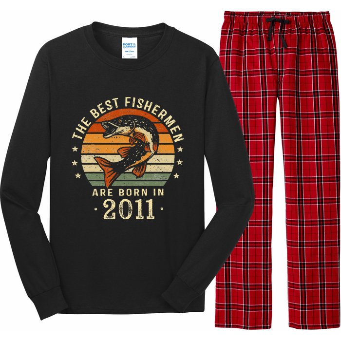 Best Fishermen Are Born In 2011 12th Birthday Fishing Gifts Long Sleeve Pajama Set