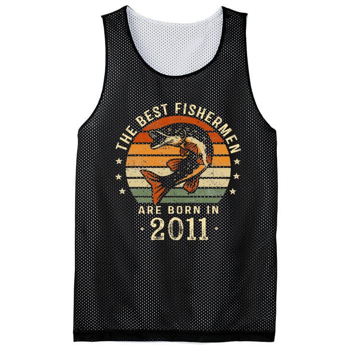 Best Fishermen Are Born In 2011 12th Birthday Fishing Gifts Mesh Reversible Basketball Jersey Tank