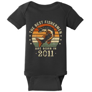 Best Fishermen Are Born In 2011 12th Birthday Fishing Gifts Baby Bodysuit