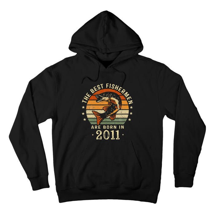 Best Fishermen Are Born In 2011 12th Birthday Fishing Gifts Tall Hoodie