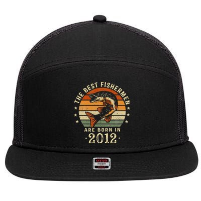 Best Fishermen Are Born In 2012 11th Birthday Fishing Gifts 7 Panel Mesh Trucker Snapback Hat