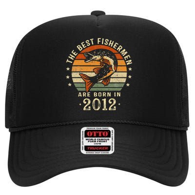 Best Fishermen Are Born In 2012 11th Birthday Fishing Gifts High Crown Mesh Back Trucker Hat