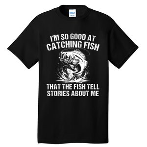 Bass Fishing Angler Funny Fisherman Catching Fish Tall T-Shirt