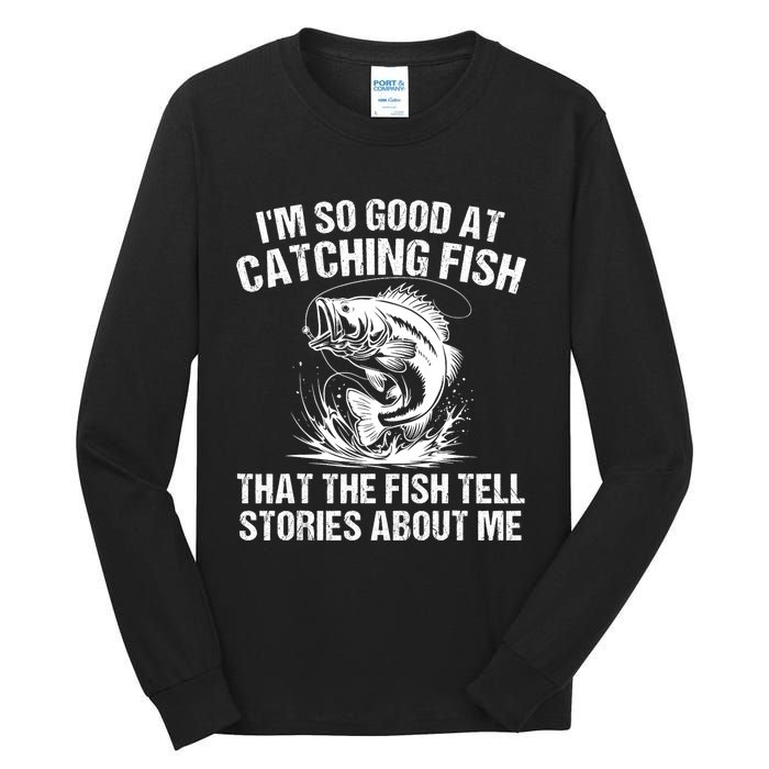 Bass Fishing Angler Funny Fisherman Catching Fish Tall Long Sleeve T-Shirt