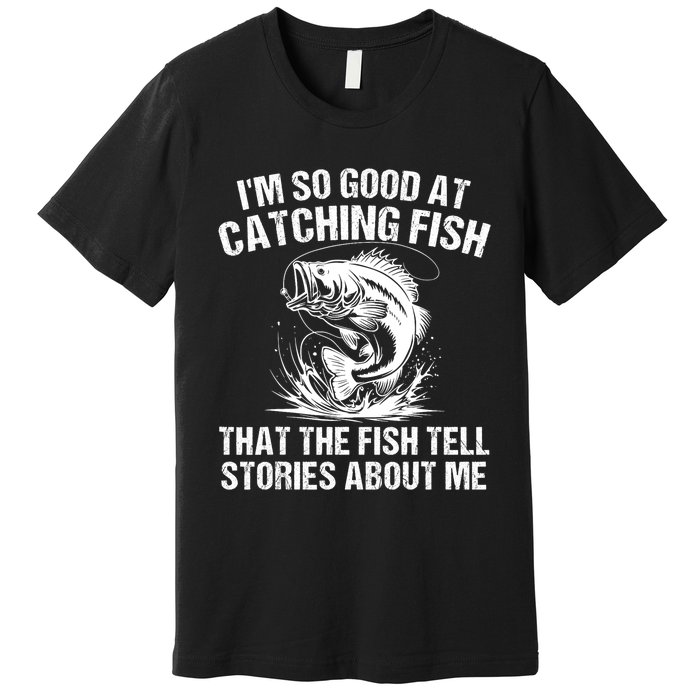 Bass Fishing Angler Funny Fisherman Catching Fish Premium T-Shirt