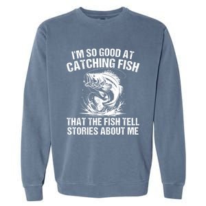 Bass Fishing Angler Funny Fisherman Catching Fish Garment-Dyed Sweatshirt