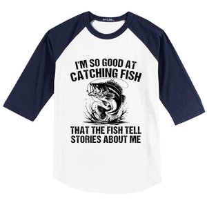 Bass Fishing Angler Funny Fisherman Catching Fish Baseball Sleeve Shirt