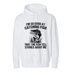 Bass Fishing Angler Funny Fisherman Catching Fish Garment-Dyed Fleece Hoodie