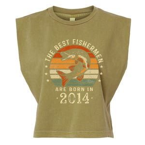 Best Fishermen Are Born In 2014 9th Birthday Fishing Gifts Garment-Dyed Women's Muscle Tee