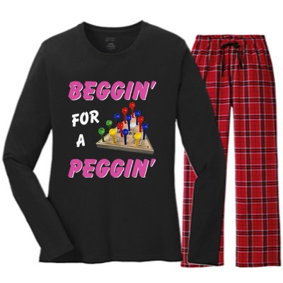 Beggin For A Peggin Women's Long Sleeve Flannel Pajama Set 