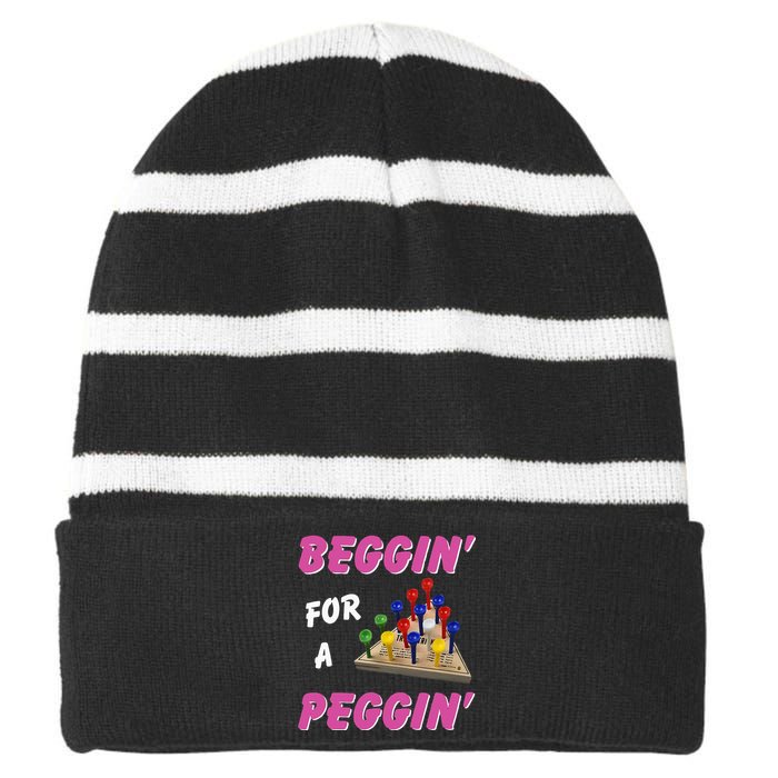 Beggin For A Peggin Striped Beanie with Solid Band