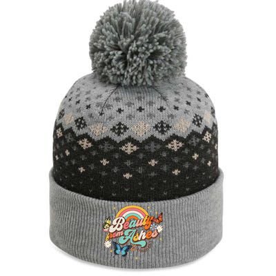 Beauty From Ashes Groovy Christian Faith Jesus God Lover The Baniff Cuffed Pom Beanie