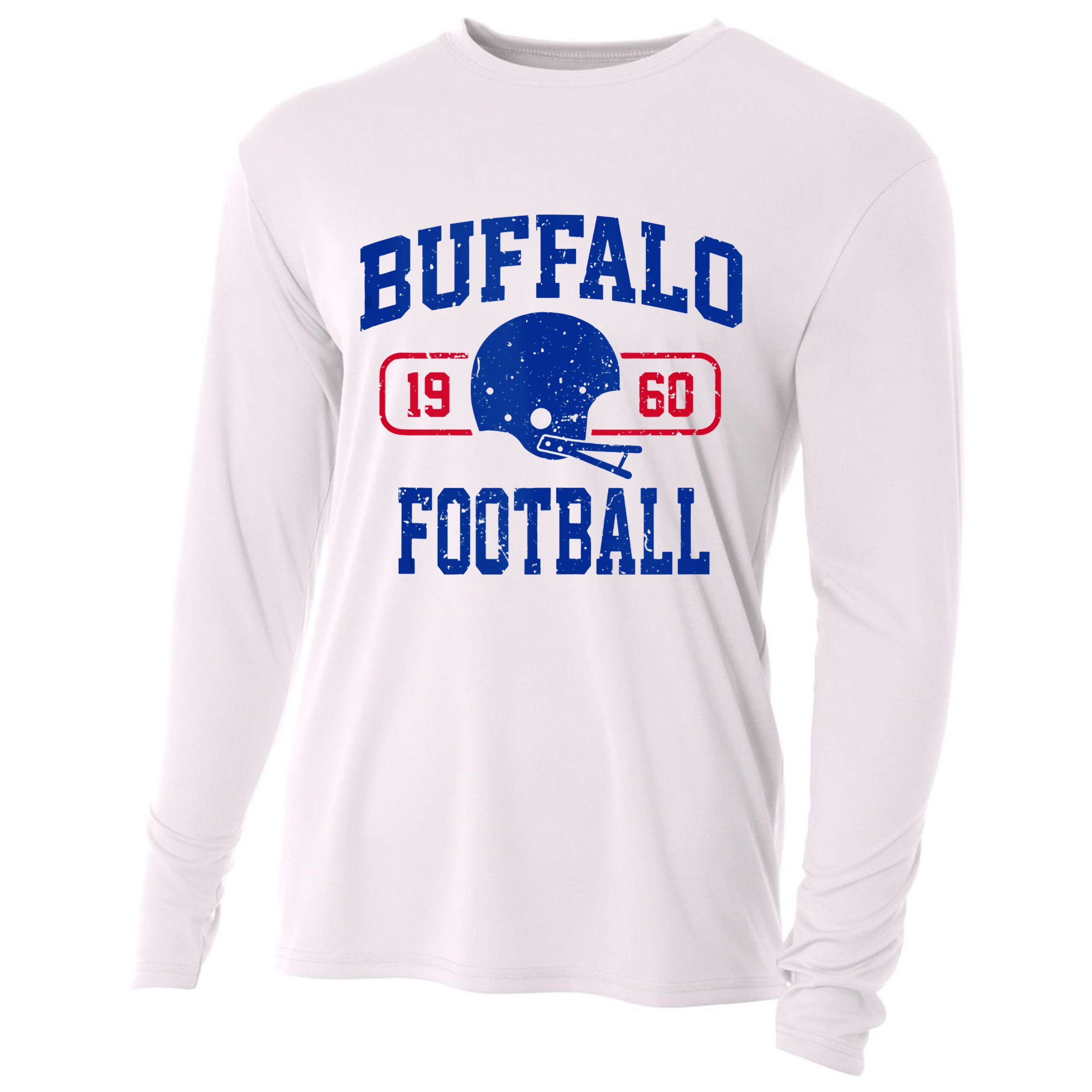 Buffalo Football Athletic Vintage Sports Team Fan Cooling Performance Long Sleeve Crew