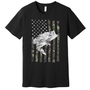 Bass Fishing American Camo USA Flag For Fisherman Premium T-Shirt