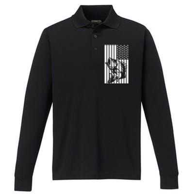 Bass Fishing American Performance Long Sleeve Polo