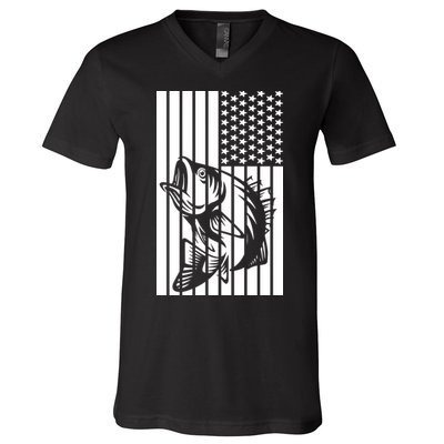 Bass Fishing American V-Neck T-Shirt