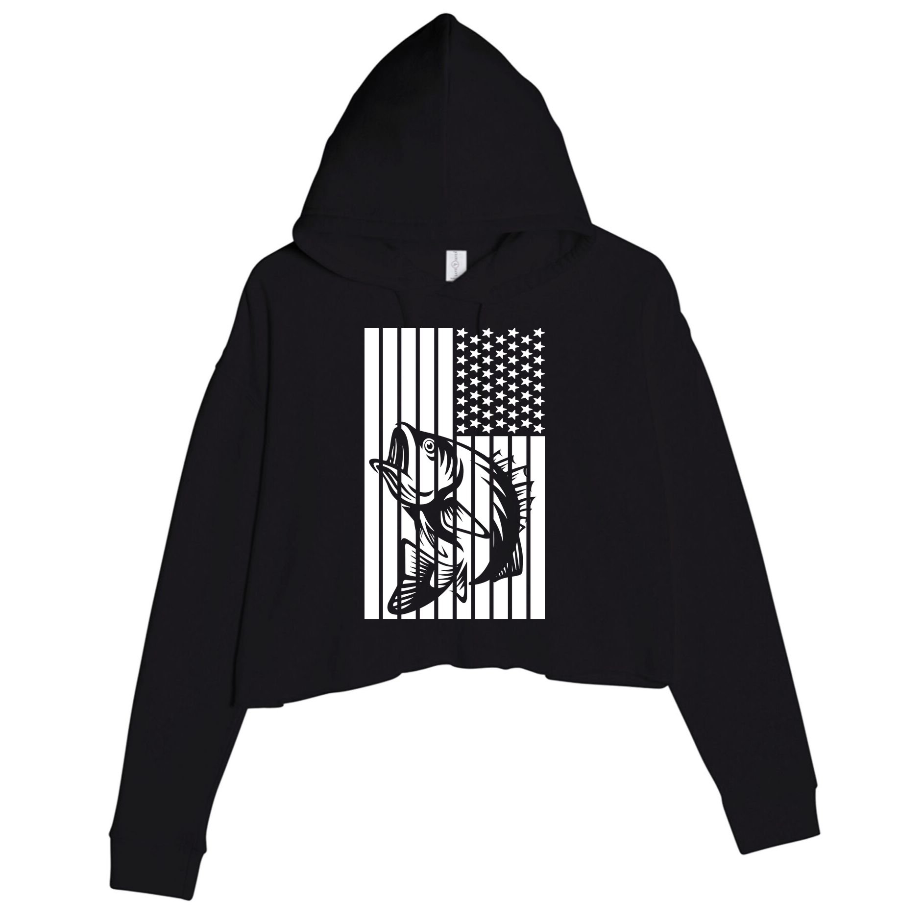 Bass Fishing American Crop Fleece Hoodie