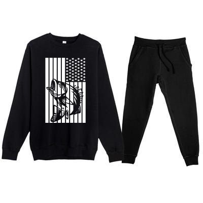 Bass Fishing American Premium Crewneck Sweatsuit Set