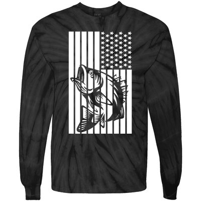 Bass Fishing American Tie-Dye Long Sleeve Shirt