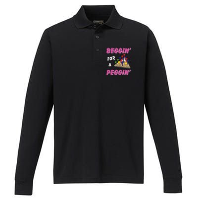 Beggin For A Peggin Performance Long Sleeve Polo