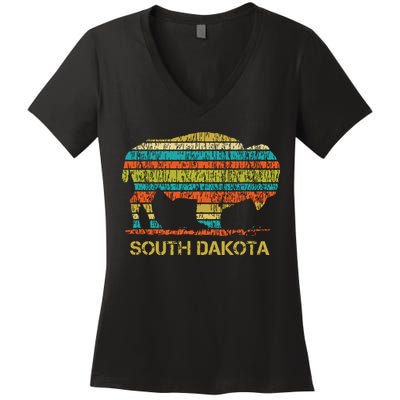 Buffalo For A South Dakota Vacation Women's V-Neck T-Shirt