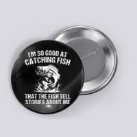 Bass Fishing Angler Funny Fisherman Catching Fish Button