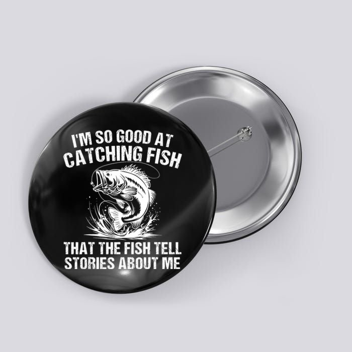 Bass Fishing Angler Funny Fisherman Catching Fish Button