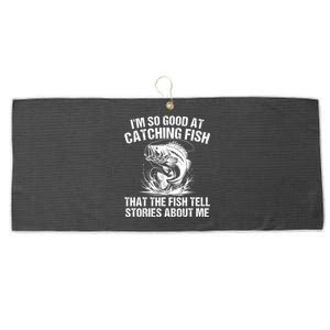 Bass Fishing Angler Funny Fisherman Catching Fish Large Microfiber Waffle Golf Towel