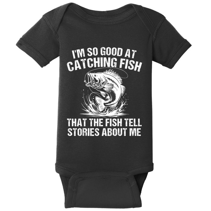 Bass Fishing Angler Funny Fisherman Catching Fish Baby Bodysuit