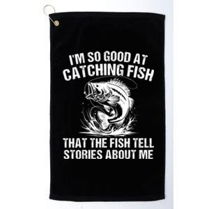 Bass Fishing Angler Funny Fisherman Catching Fish Platinum Collection Golf Towel