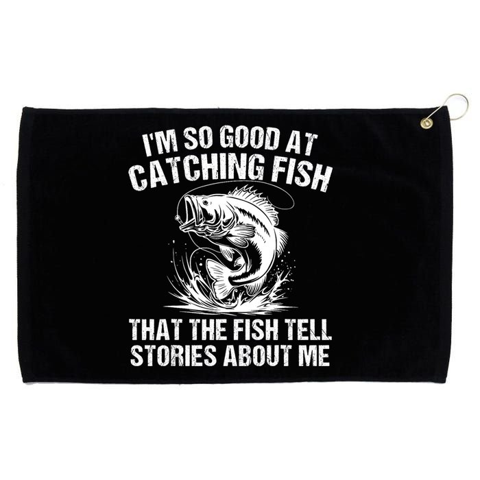 Bass Fishing Angler Funny Fisherman Catching Fish Grommeted Golf Towel