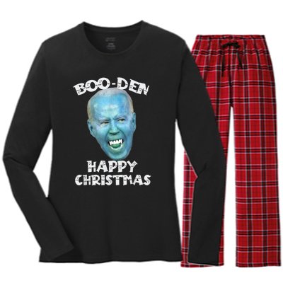 BooDen Funny Anti Biden Halloween Costume Women's Long Sleeve Flannel Pajama Set 