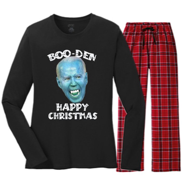 BooDen Funny Anti Biden Halloween Costume Women's Long Sleeve Flannel Pajama Set 