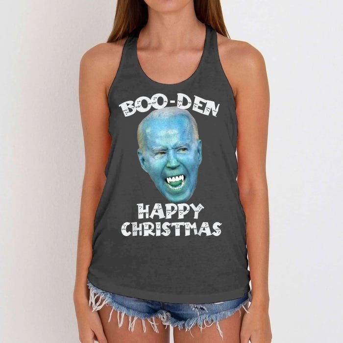 BooDen Funny Anti Biden Halloween Costume Women's Knotted Racerback Tank