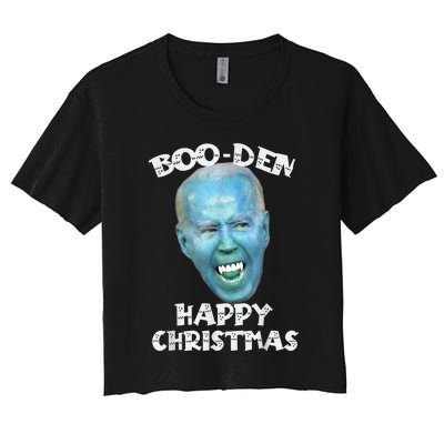 BooDen Funny Anti Biden Halloween Costume Women's Crop Top Tee