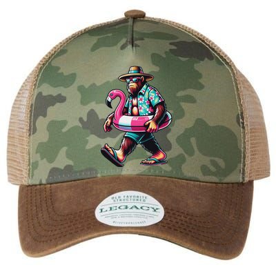Bigfoot Flamingo Aloha Pool Party Hawaiian Party Legacy Tie Dye Trucker Hat