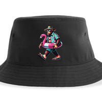 Bigfoot Flamingo Aloha Pool Party Hawaiian Party Sustainable Bucket Hat