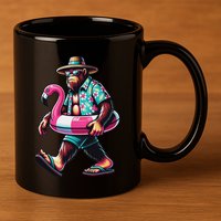 Bigfoot Flamingo Aloha Pool Party Hawaiian Party 11oz C Handle Ceramic Mug